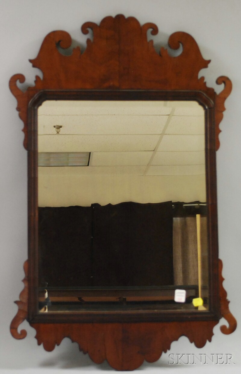 Appraisal: Chippendale Mahogany Veneer Mirror late th century with beveled glass