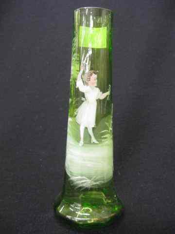 Appraisal: Mary Gregory Art Glass Vase scene of girl picking flowers