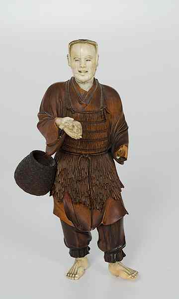 Appraisal: Okimono Figure of a Fisherman with a Turtle Japan th