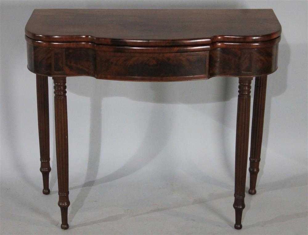 Appraisal: FEDERAL CARVED MAHOGANY CARD TABLE having a rectangular hinged top