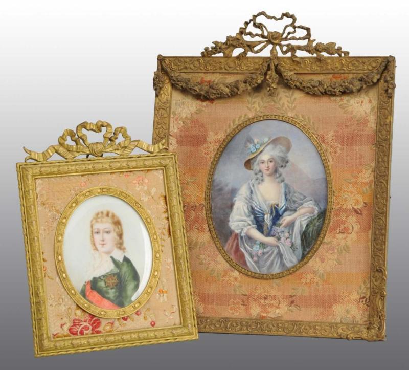 Appraisal: Lot of Miniature Ivory Portraits Description Both in bronze frames