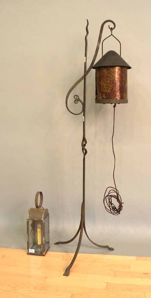 Appraisal: Floor standing iron lamp with mica shade h together with