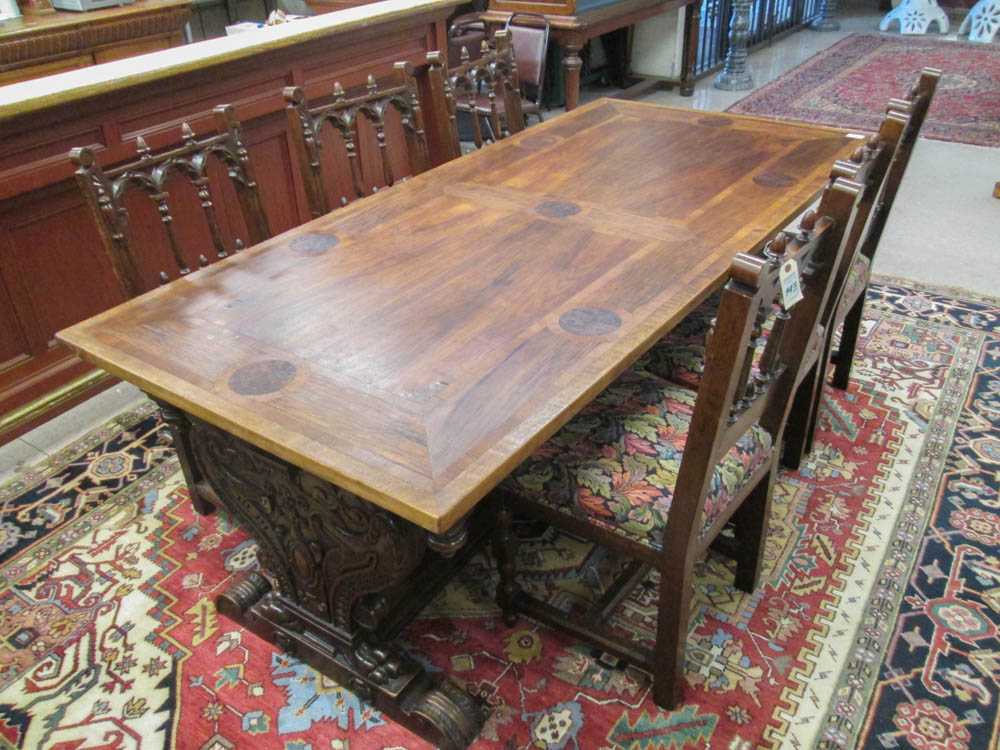 Appraisal: ITALIAN RENAISSANCE STYLE WALNUT BANQUET TABLE American c s having