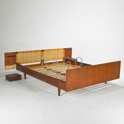 Appraisal: HANS WEGNER GETAMA Queen sized bed with integrated night tables