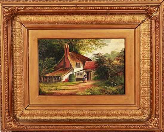 Appraisal: J Gummery British late th early th century THATCHED COTTAGE