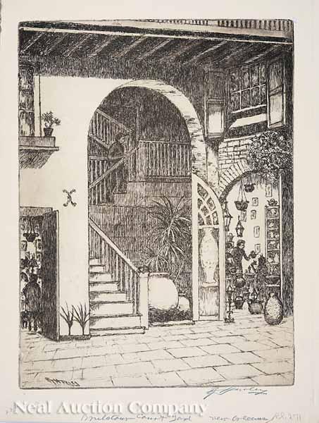 Appraisal: Edward Timothy Hurley American - Brulatour Courtyard New Orleans etching