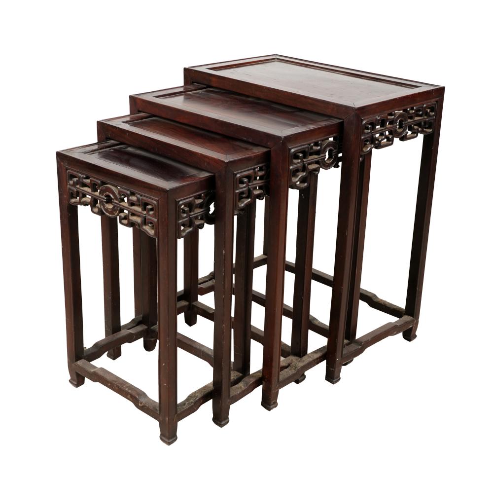 Appraisal: SET OF CHINESE HARDWOOD NESTING TABLEScomprising four Provenance Property from