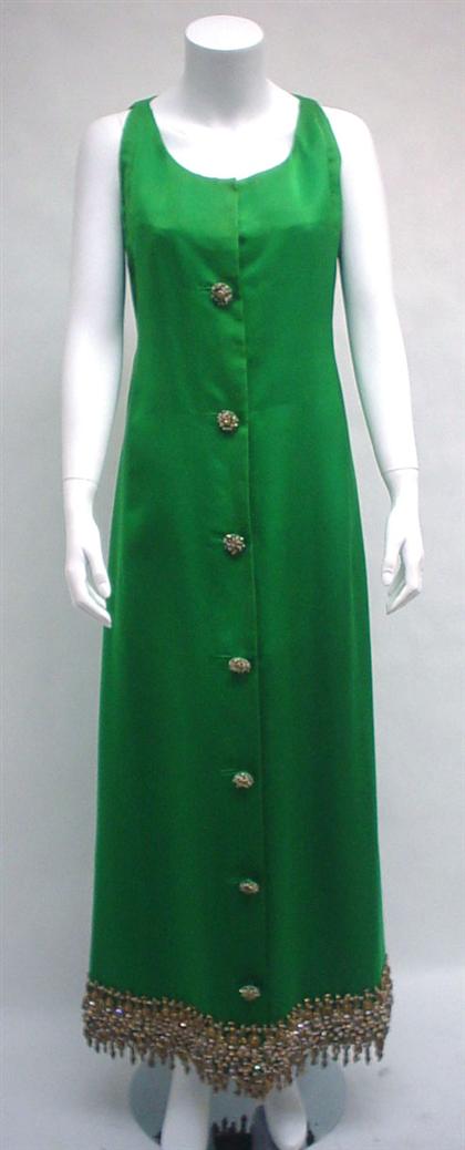 Appraisal: Christian Dior kelly green silk gown and shawl s- s