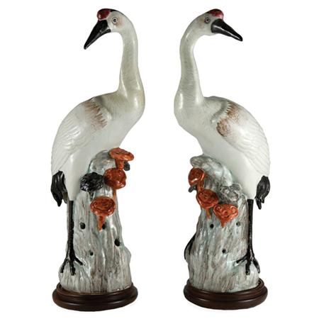 Appraisal: Pair of Chinese Export Porcelain Cranes Estimate -