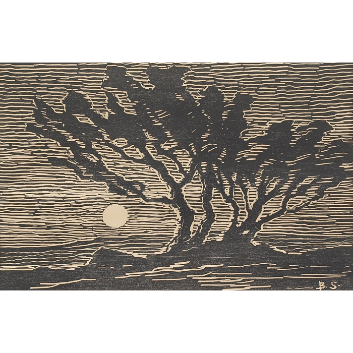 Appraisal: Birger Sandzen American - Moonrise c woodcut x pencil signed