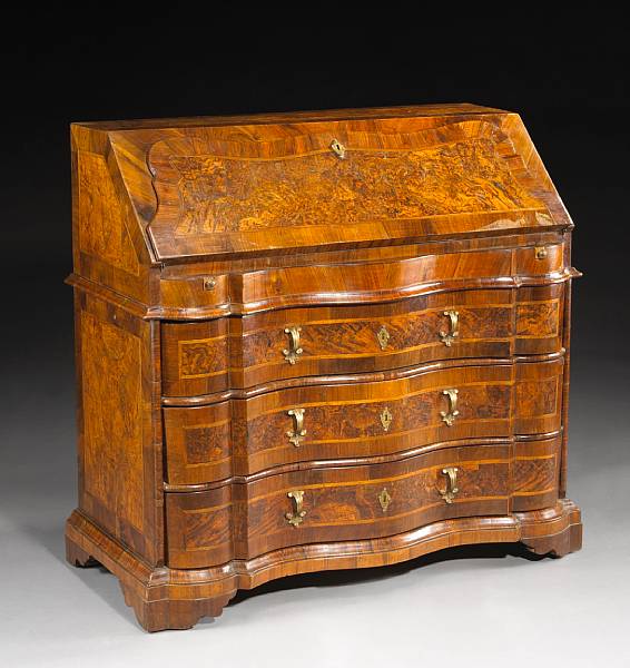 Appraisal: An Italian Baroque inlaid walnut desk early th century The