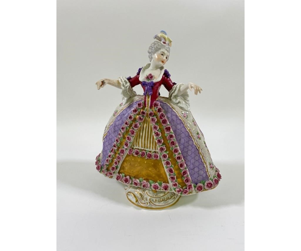 Appraisal: Colorful Sevres figure of a woman in a crinoline dress