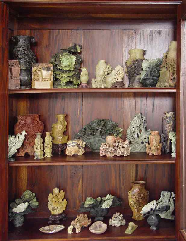 Appraisal: LARGE COLLECTION OF CHINESE SOAPSTONE CARVINGS carvings ranging in sizes