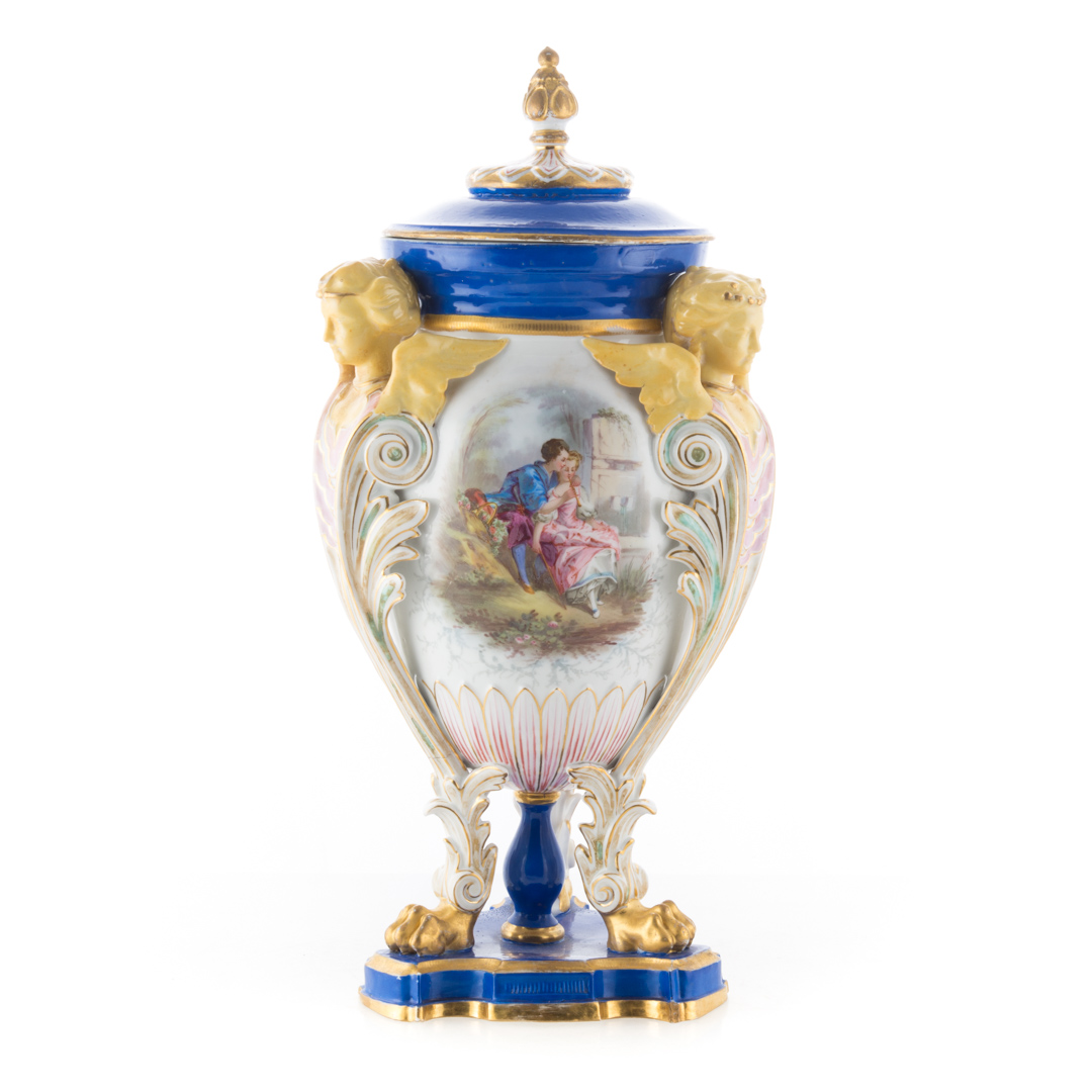 Appraisal: Meissen style porcelain figural vase in H Condition repair and