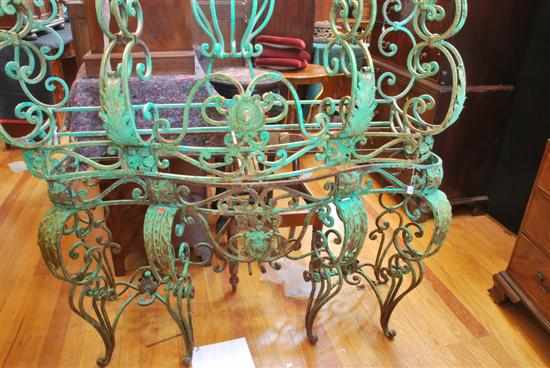 Appraisal: A pair of wrought iron garden consoles Each with a