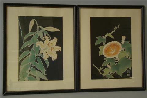 Appraisal: A PAIR OF FRAMED WOODBLOCK PRINTS