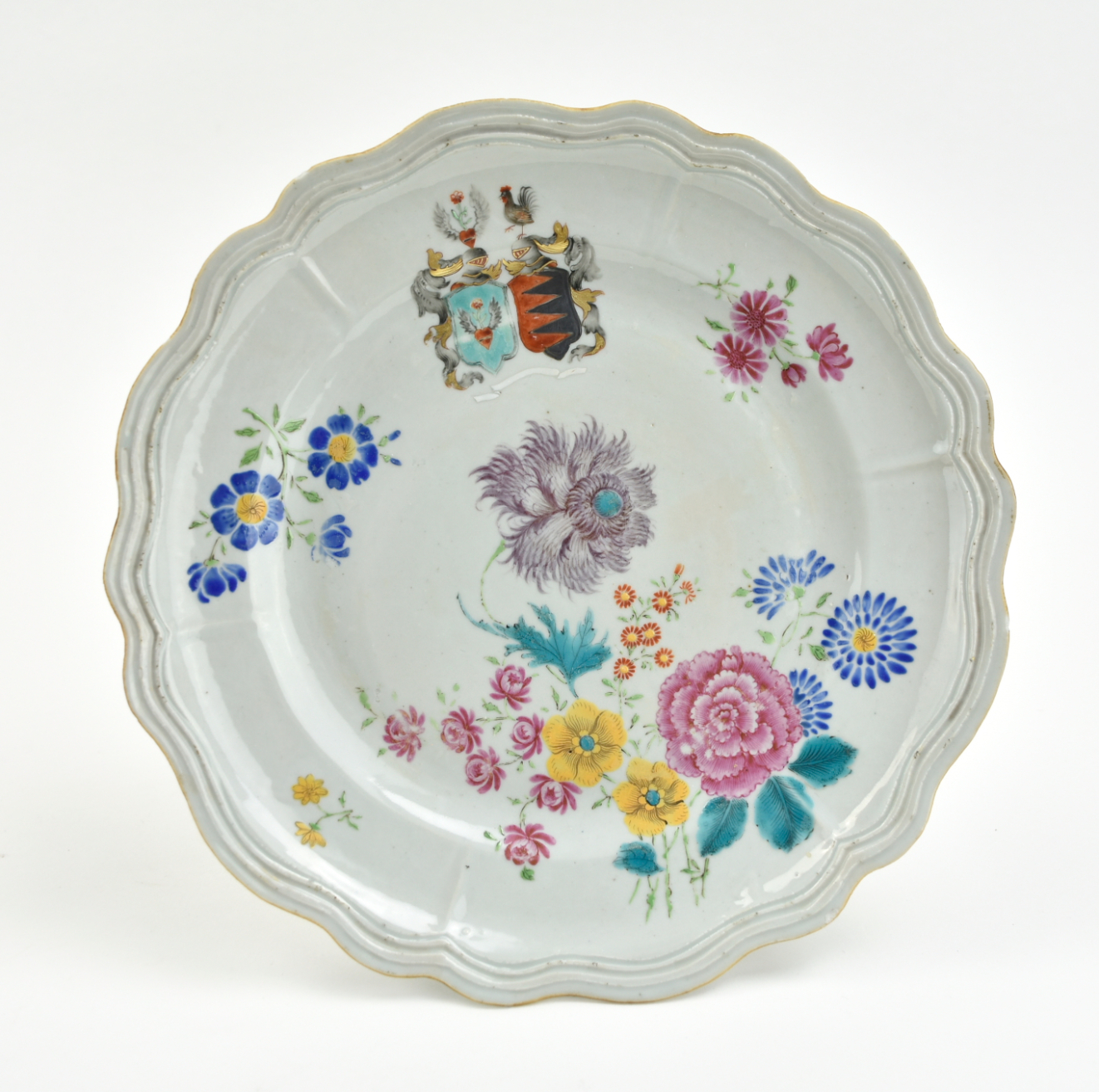 Appraisal: Chinese Yongzheng Period scallop edge plate decorated with mainly peonies