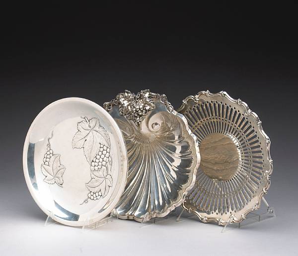 Appraisal: A group of various sterling fruit and sandwich plates Comprising