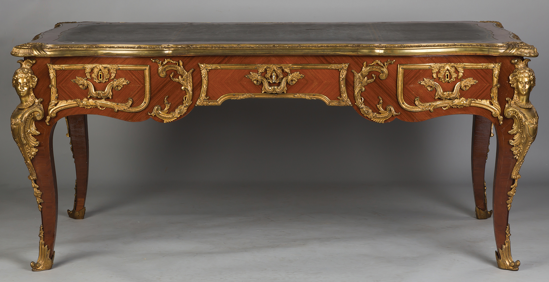 Appraisal: Louis XV Style Bureau Plat Mid- th century Gilt bronze