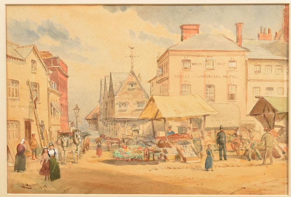 Appraisal: J Corden Watercolor of an English Street Scene Watercolor on