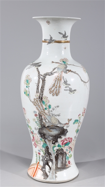 Appraisal: Chinese famille rose enameled porcelain vase with gilt detail birds