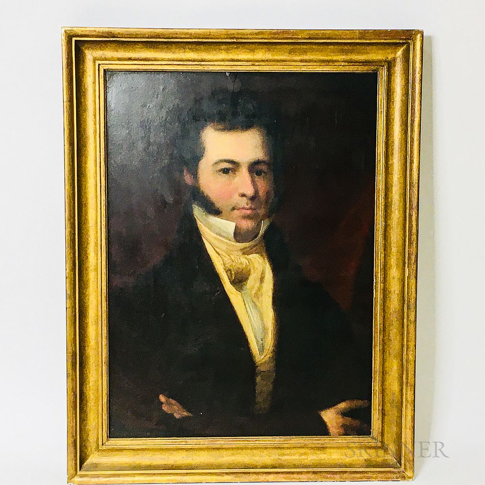 Appraisal: American School th Century Portrait of a Young Man American