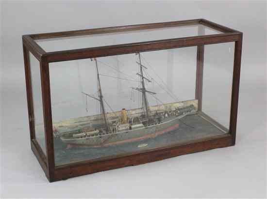 Appraisal: A mahogany cased model of a th century cable-laying vessel