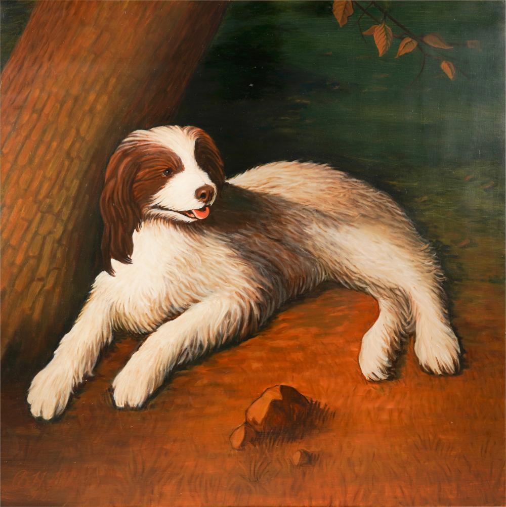 Appraisal: TH CENTURY DOG oil on board signed B H J