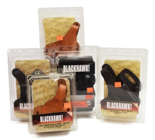 Appraisal: lot of New packaged Blackhawk leather pistol holsters including right