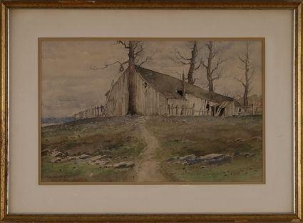 Appraisal: DELANCEY WALKER GILL - WEATHERED BARN Watercolor on paper x