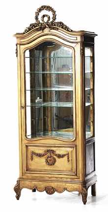 Appraisal: Louis XV style giltwood vitrine early th century arch top