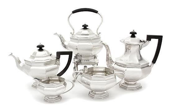 Appraisal: A Five-Piece English Silver Tea and Coffee Service Martin Hall