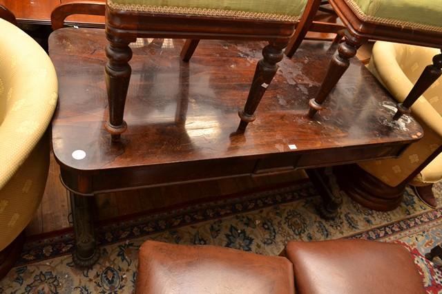 Appraisal: VICTORIAN MAHOGANY STRETCHER BASED HALL TABLE CONDITION POOR VICTORIAN MAHOGANY