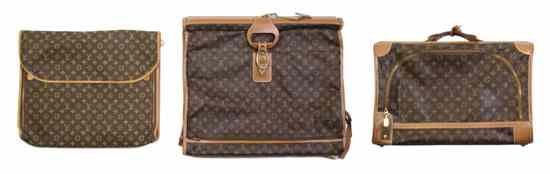 Appraisal: Three Louis Vuitton Monogram Canvas Garment Bags Stamped Louis Vuitton