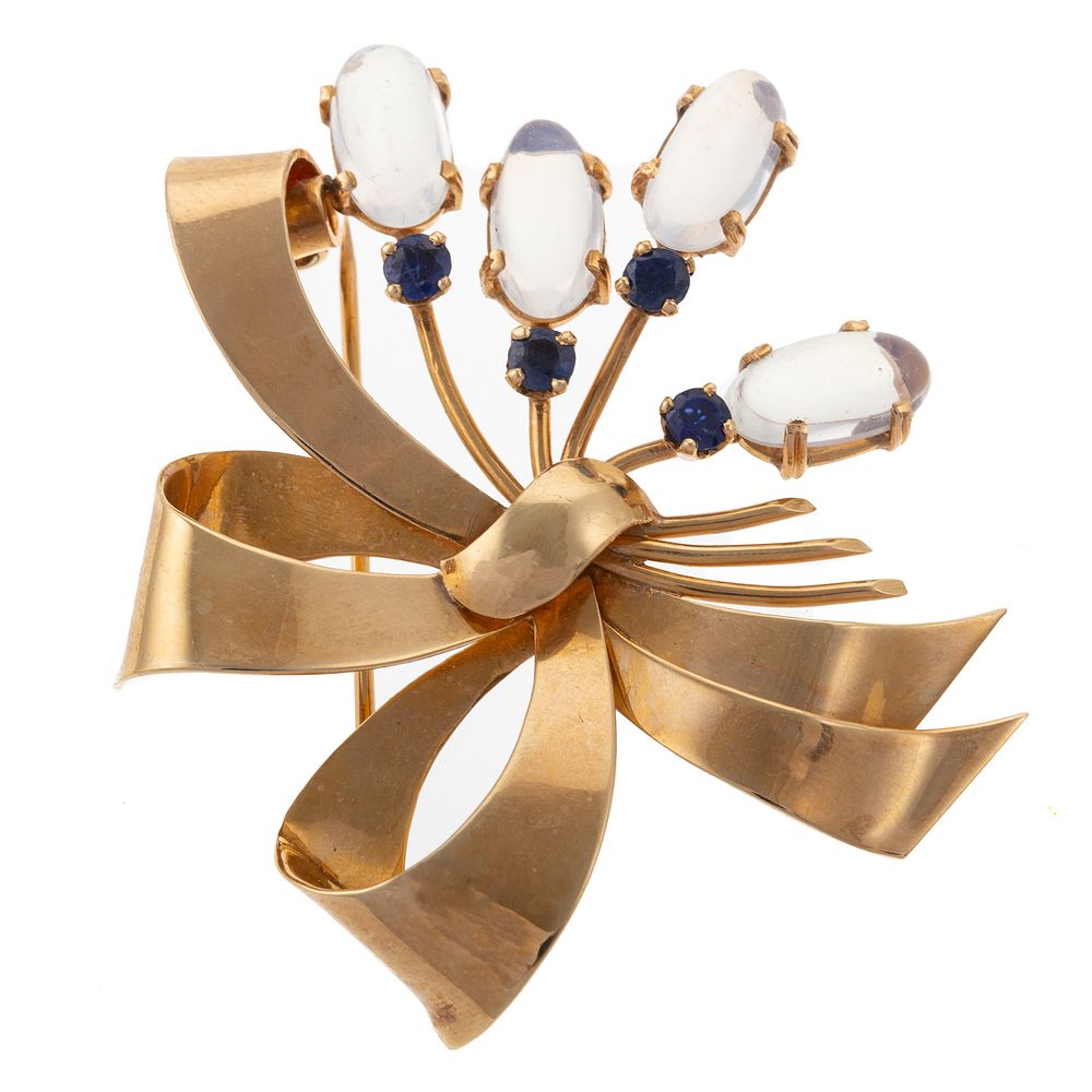 Appraisal: A Vintage Moonstone Sapphire Brooch in K c s K