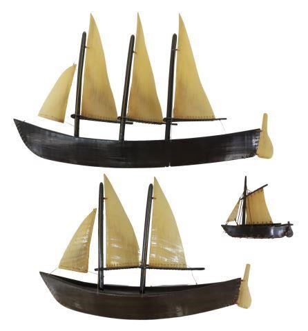 Appraisal: lot of Model ships made from gray whale and bowhead