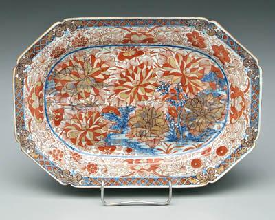 Appraisal: Clobbered Chinese porcelain platter octagonal under glaze blue coastal village