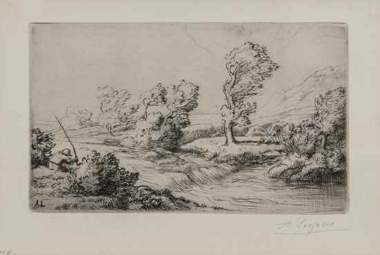 Appraisal: Legros Alphonse Bord de La Marne etching on laid paper