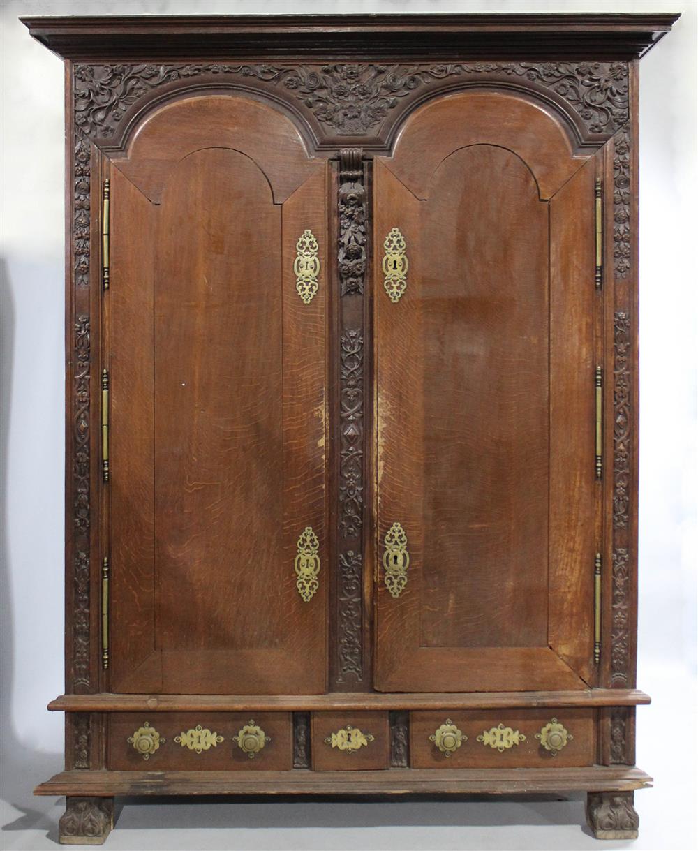 Appraisal: LOUIS XV PROVINCIAL SAINT MALO CARVED OAK ARMOIRE possibly th