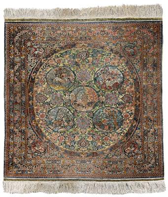 Appraisal: Persian rug large medallion with five smaller circular medallions with