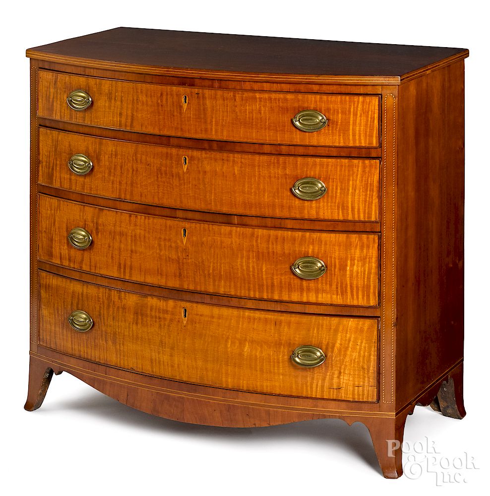 Appraisal: New England Federal bowfront chest of drawers Exclusive on Bidsquare