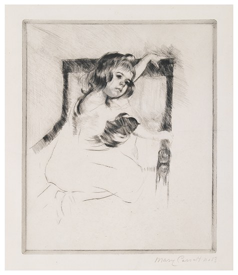 Appraisal: MARY CASSATT Kneeling in an Armchair Drypoint on cream laid