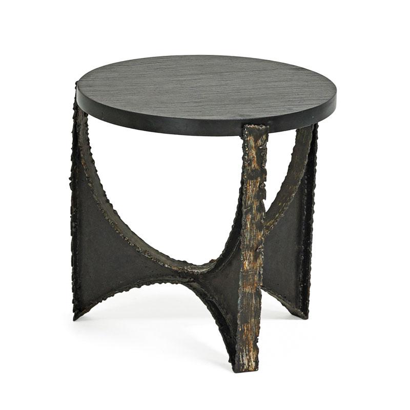 Appraisal: PAUL EVANS Side table Condition Report Light oxidation to frames