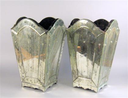 Appraisal: Pair of Venetian style mirrored jardinieres Tapered square form with