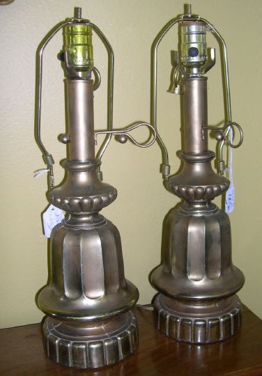 Appraisal: Attractive Pair of French Fluted and Ribbed Gilded Brass Table