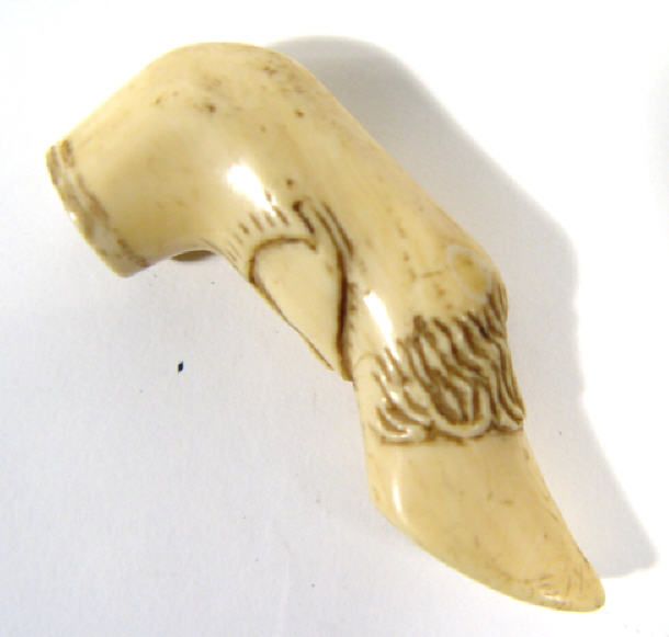 Appraisal: Carved ivory hoof design cane handle cm in length