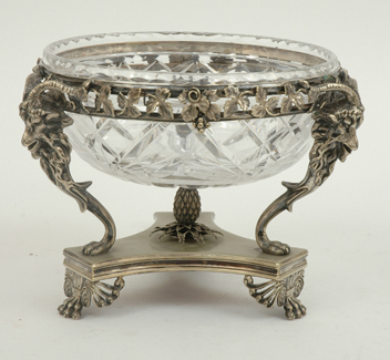 Appraisal: AN EP MOUNTED CRYSTAL COMPORT The crystal bowl mounted within