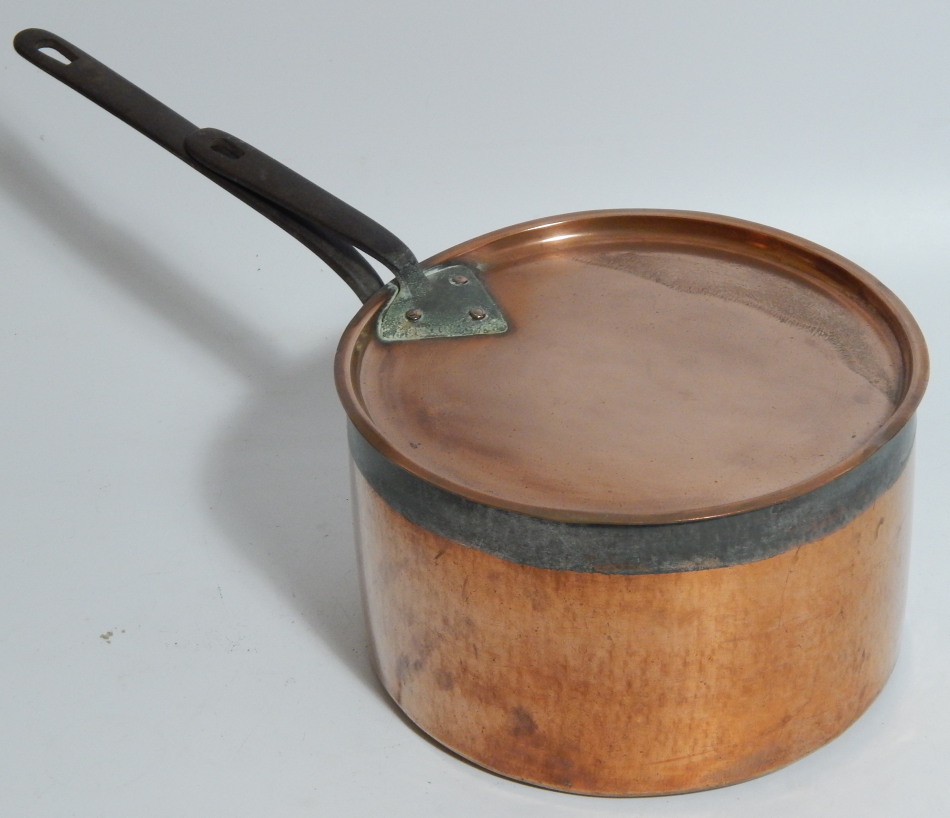 Appraisal: A Victorian copper saucepan and cover cm dia Upon instructions