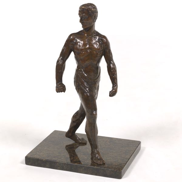 Appraisal: MICHEL DECOUX BELGIAN - bronze x x marble base Walking