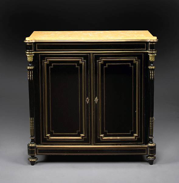 Appraisal: A Napoleon III gilt bronze mounted ebonized side cabinet third